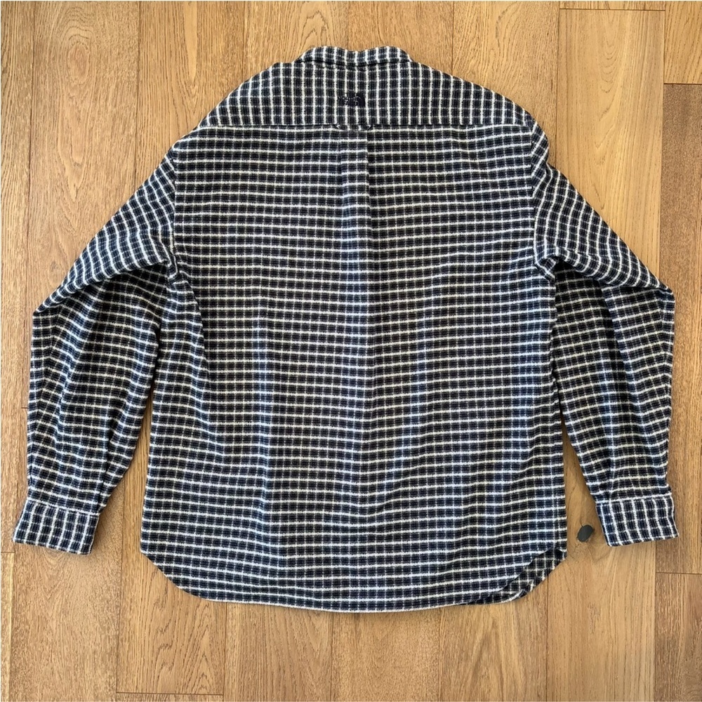 North Face Tekware Flannel Shirt Jacket Men Large Navy Plaid Button Up Shacket - Picture 3 of 7